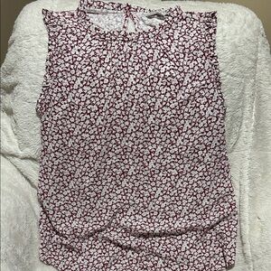 LOFT Floral Sleeveless Blouse - Burgundy and White